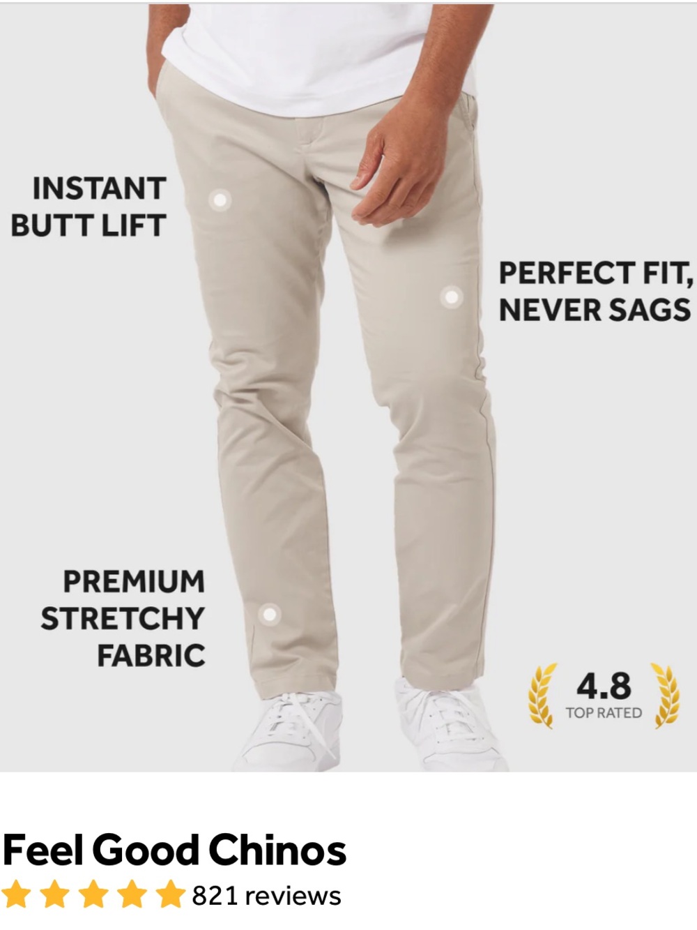 Perk Slim Fit + Stretch Chinos, Light Khaki, 38/32